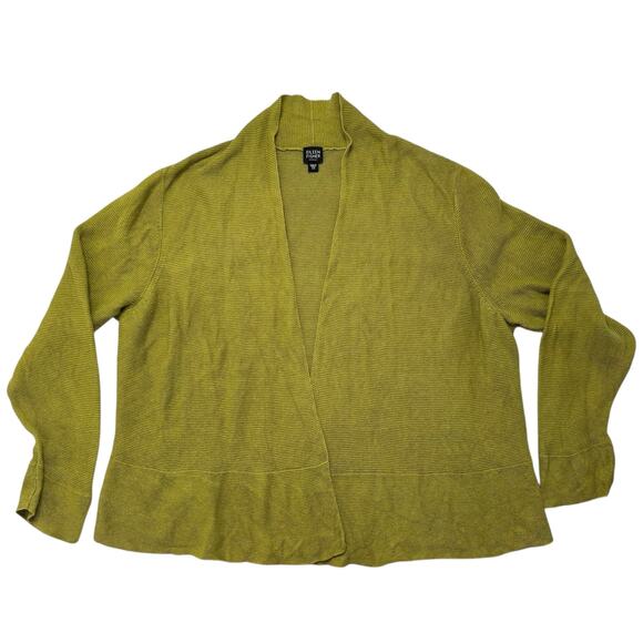 EILEEN FISHER Woman Linen Cotton Blend Open Cardigan in Spring Green Size 2X - Picture 4 of 11